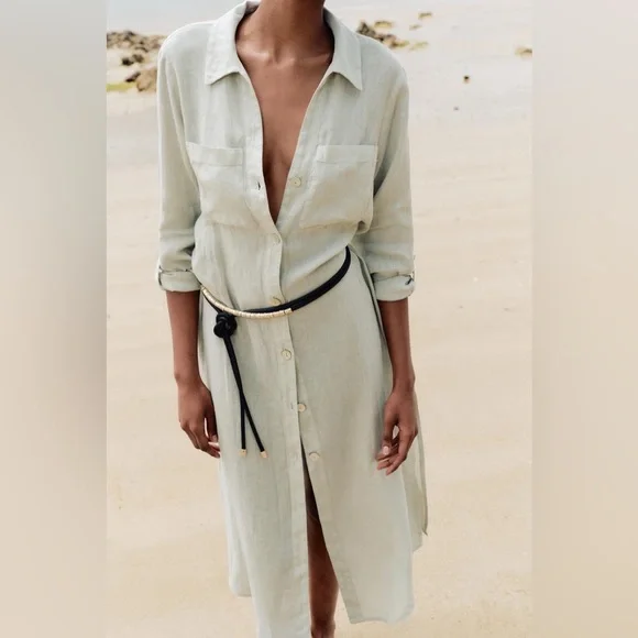 NWOT ZARA TUNIC LINEN DRESS SIZE S OVERSIZED - Picture 3 of 17